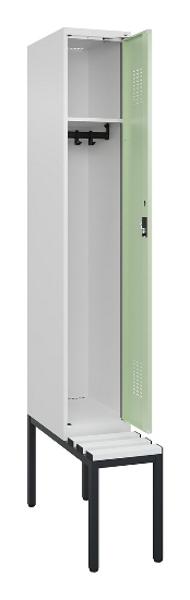 C+P Spind Evolo PLUS 0490507-12 mit Bank 1 Abt.400mm Drehriegel (HxBxT) 2120x400x815mm 7035/6011