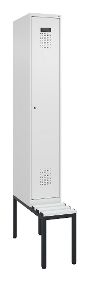 C+P Spind Evolo PLUS 0490507-12 mit Bank 1 Abt.400mm Drehriegel (HxBxT) 2120x400x815mm 7035/6011