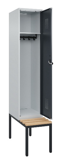 C+P Spind Evolo PLUS 0490507-32 mit Bank 3 Abt.400mm Drehriegel (HxBxT) 2120x1200x815mm 9016/3015