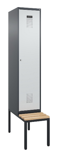 C+P Spind Evolo PLUS 0490507-32 mit Bank 3 Abt.400mm Drehriegel (HxBxT) 2120x1200x815mm 9016/3015