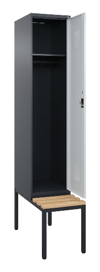 C+P Spind Evolo PLUS 0490507-32 mit Bank 3 Abt.400mm Drehriegel (HxBxT) 2120x1200x815mm 9016/3015