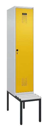 C+P Spind Evolo PLUS 0490507-12 mit Bank 1 Abt.400mm Drehriegel (HxBxT) 2120x400x815mm 7035/6011