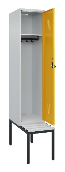 C+P Spind Evolo PLUS 0490507-12 mit Bank 1 Abt.400mm Drehriegel (HxBxT) 2120x400x815mm 7035/6011