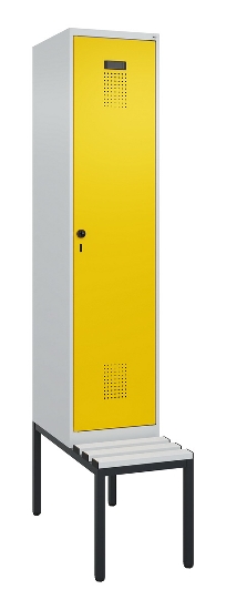 C+P Spind Evolo PLUS 0490507-12 mit Bank 1 Abt.400mm Drehriegel (HxBxT) 2120x400x815mm 7035/6011