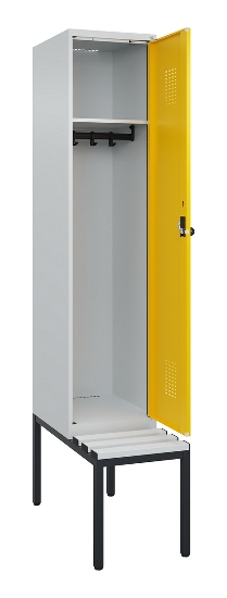 C+P Spind Evolo PLUS 0490507-12 mit Bank 1 Abt.400mm Drehriegel (HxBxT) 2120x400x815mm 7035/6011