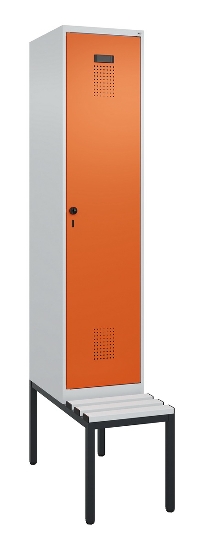 C+P Spind Evolo PLUS 0490507-12 mit Bank 1 Abt.400mm Drehriegel (HxBxT) 2120x400x815mm 7035/6011