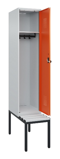 C+P Spind Evolo PLUS 0490507-12 mit Bank 1 Abt.400mm Drehriegel (HxBxT) 2120x400x815mm 7035/6011