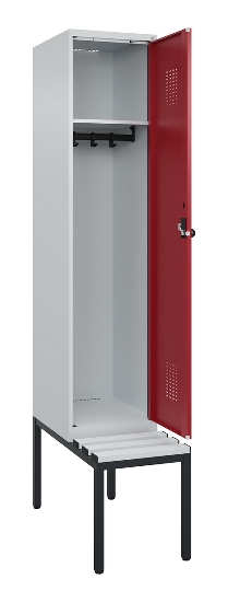 C+P Spind Evolo PLUS 0490507-12 mit Bank 1 Abt.400mm Drehriegel (HxBxT) 2120x400x815mm 7035/6011