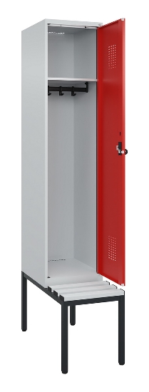 C+P Spind Evolo PLUS 0490507-12 mit Bank 1 Abt.400mm Drehriegel (HxBxT) 2120x400x815mm 7035/6011