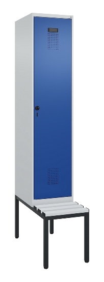 C+P Spind Evolo PLUS 0490507-12 mit Bank 1 Abt.400mm Drehriegel (HxBxT) 2120x400x815mm 7035/6011