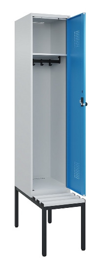 C+P Spind Evolo PLUS 0490507-12 mit Bank 1 Abt.400mm Drehriegel (HxBxT) 2120x400x815mm 7035/6011