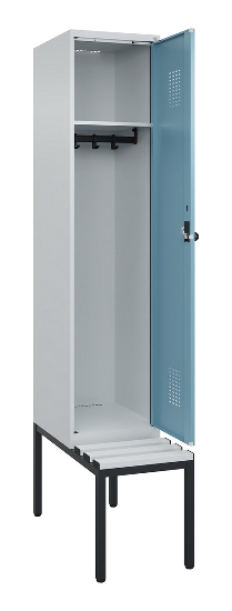 C+P Spind Evolo PLUS 0490507-12 mit Bank 1 Abt.400mm Drehriegel (HxBxT) 2120x400x815mm 7035/6011