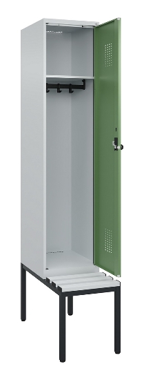 C+P Spind Evolo PLUS 0490507-12 mit Bank 1 Abt.400mm Drehriegel (HxBxT) 2120x400x815mm 7035/6011