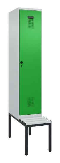 C+P Spind Evolo PLUS 0490507-12 mit Bank 1 Abt.400mm Drehriegel (HxBxT) 2120x400x815mm 7035/6011