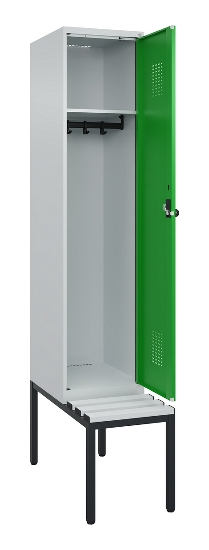 C+P Spind Evolo PLUS 0490507-12 mit Bank 1 Abt.400mm Drehriegel (HxBxT) 2120x400x815mm 7035/6011