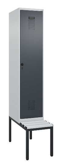 C+P Spind Evolo PLUS 0490507-12 mit Bank 1 Abt.400mm Drehriegel (HxBxT) 2120x400x815mm 7035/6011