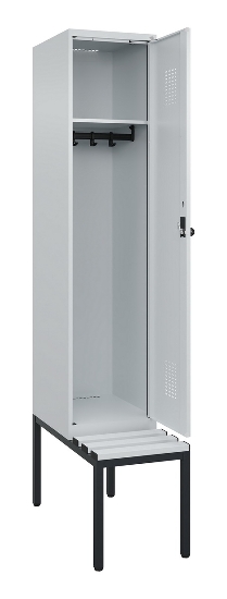C+P Spind Evolo PLUS 0490507-12 mit Bank 1 Abt.400mm Drehriegel (HxBxT) 2120x400x815mm 7035/6011