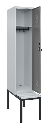 C+P Spind Evolo PLUS 0490507-12 mit Bank 1 Abt.400mm Drehriegel (HxBxT) 2120x400x815mm 7035/6011