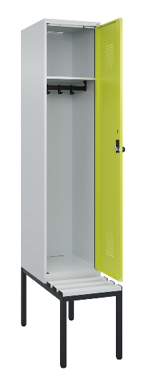 C+P Spind Evolo PLUS 0490507-12 mit Bank 1 Abt.400mm Drehriegel (HxBxT) 2120x400x815mm 7035/6011