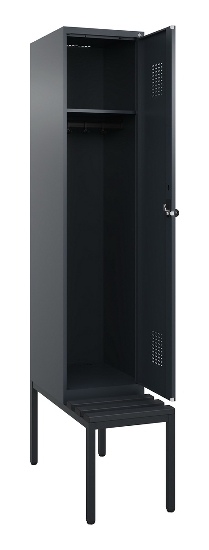 C+P Spind Evolo PLUS 0490507-12 mit Bank 1 Abt.400mm Drehriegel (HxBxT) 2120x400x815mm 7035/6011