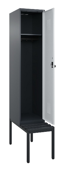 C+P Spind Evolo PLUS 0490507-12 mit Bank 1 Abt.400mm Drehriegel (HxBxT) 2120x400x815mm 7035/6011