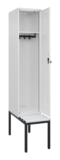 C+P Spind Evolo PLUS 0490507-12 mit Bank 1 Abt.400mm Drehriegel (HxBxT) 2120x400x815mm 7035/6011