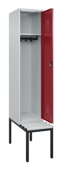 C+P Spind Evolo PLUS 0490507-12 mit Bank 1 Abt.400mm Drehriegel (HxBxT) 2120x400x815mm 7035/6011