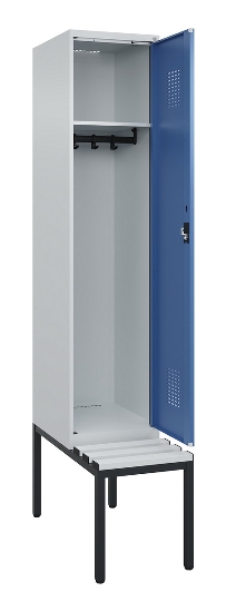 C+P Spind Evolo PLUS 0490507-12 mit Bank 1 Abt.400mm Drehriegel (HxBxT) 2120x400x815mm 7035/6011