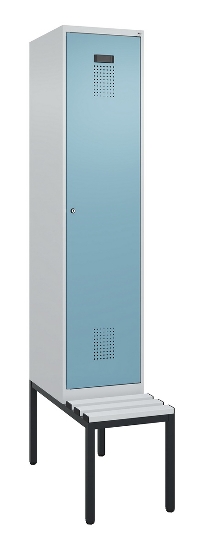 C+P Spind Evolo PLUS 0490507-12 mit Bank 1 Abt.400mm Drehriegel (HxBxT) 2120x400x815mm 7035/6011