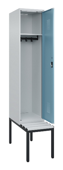 C+P Spind Evolo PLUS 0490507-12 mit Bank 1 Abt.400mm Drehriegel (HxBxT) 2120x400x815mm 7035/6011