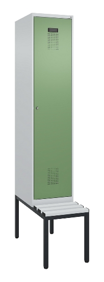 C+P Spind Evolo PLUS 0490507-12 mit Bank 1 Abt.400mm Drehriegel (HxBxT) 2120x400x815mm 7035/6011