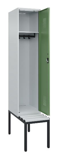 C+P Spind Evolo PLUS 0490507-12 mit Bank 1 Abt.400mm Drehriegel (HxBxT) 2120x400x815mm 7035/6011