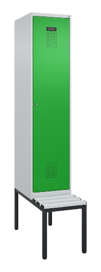 C+P Spind Evolo PLUS 0490507-12 mit Bank 1 Abt.400mm Drehriegel (HxBxT) 2120x400x815mm 7035/6011