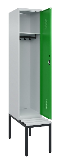 C+P Spind Evolo PLUS 0490507-12 mit Bank 1 Abt.400mm Drehriegel (HxBxT) 2120x400x815mm 7035/6011