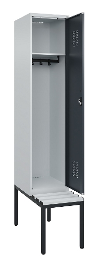 C+P Spind Evolo PLUS 0490507-12 mit Bank 1 Abt.400mm Drehriegel (HxBxT) 2120x400x815mm 7035/6011