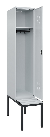 C+P Spind Evolo PLUS 0490507-12 mit Bank 1 Abt.400mm Drehriegel (HxBxT) 2120x400x815mm 7035/6011