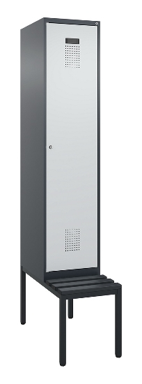 C+P Spind Evolo PLUS 0490507-12 mit Bank 1 Abt.400mm Drehriegel (HxBxT) 2120x400x815mm 7035/6011