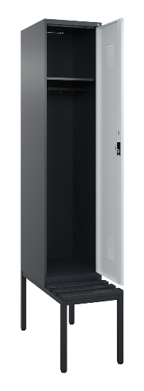 C+P Spind Evolo PLUS 0490507-12 mit Bank 1 Abt.400mm Drehriegel (HxBxT) 2120x400x815mm 7035/6011