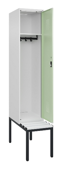 C+P Spind Evolo PLUS 0490507-12 mit Bank 1 Abt.400mm Drehriegel (HxBxT) 2120x400x815mm 7035/6011