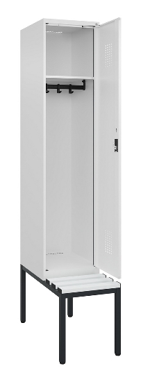 C+P Spind Evolo PLUS 0490507-12 mit Bank 1 Abt.400mm Drehriegel (HxBxT) 2120x400x815mm 7035/6011