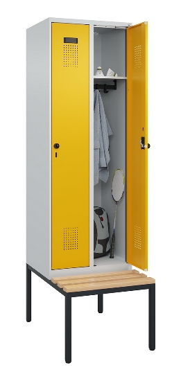 C+P Spind Evolo PLUS 0490507-32 mit Bank 3 Abt.400mm Drehriegel (HxBxT) 2120x1200x815mm 9016/3015