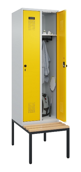 C+P Spind Evolo PLUS 0490507-32 mit Bank 3 Abt.400mm Drehriegel (HxBxT) 2120x1200x815mm 9016/3015