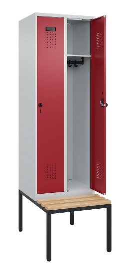 C+P Spind Evolo PLUS 0490507-32 mit Bank 3 Abt.400mm Drehriegel (HxBxT) 2120x1200x815mm 9016/3015