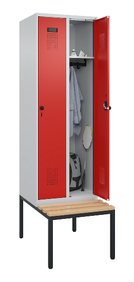 C+P Spind Evolo PLUS 0490507-32 mit Bank 3 Abt.400mm Drehriegel (HxBxT) 2120x1200x815mm 9016/3015