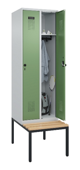 C+P Spind Evolo PLUS 0490507-32 mit Bank 3 Abt.400mm Drehriegel (HxBxT) 2120x1200x815mm 9016/3015