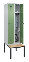 C+P Spind Evolo PLUS 0490507-32 mit Bank 3 Abt.400mm Drehriegel (HxBxT) 2120x1200x815mm 9016/3015