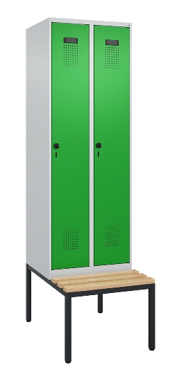 C+P Spind Evolo PLUS 0490507-32 mit Bank 3 Abt.400mm Drehriegel (HxBxT) 2120x1200x815mm 9016/3015