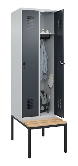 C+P Spind Evolo PLUS 0490507-32 mit Bank 3 Abt.400mm Drehriegel (HxBxT) 2120x1200x815mm 9016/3015