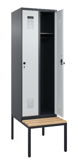 C+P Spind Evolo PLUS 0490507-32 mit Bank 3 Abt.400mm Drehriegel (HxBxT) 2120x1200x815mm 9016/3015