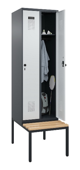 C+P Spind Evolo PLUS 0490507-32 mit Bank 3 Abt.400mm Drehriegel (HxBxT) 2120x1200x815mm 9016/3015